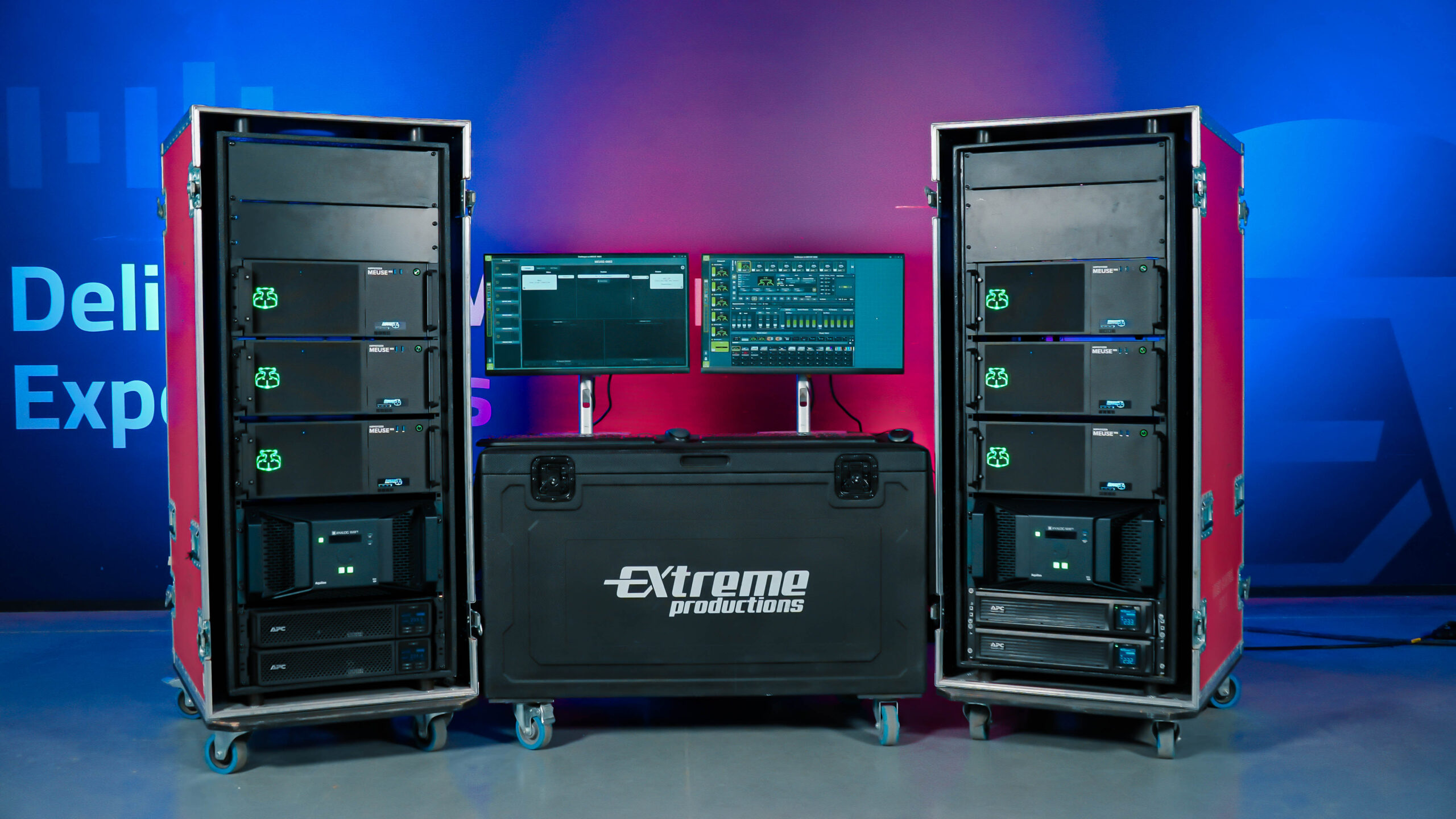 Extreme Productions Green Hippo Hippotizer MEUSE MX media server racks